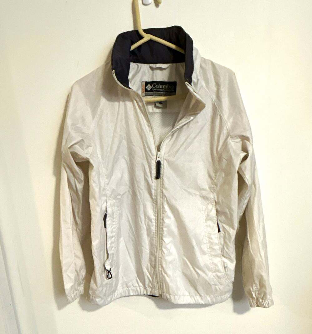 Columbia XCO Womens White Nylon Windbreaker Jacket Full Zip Lightweight